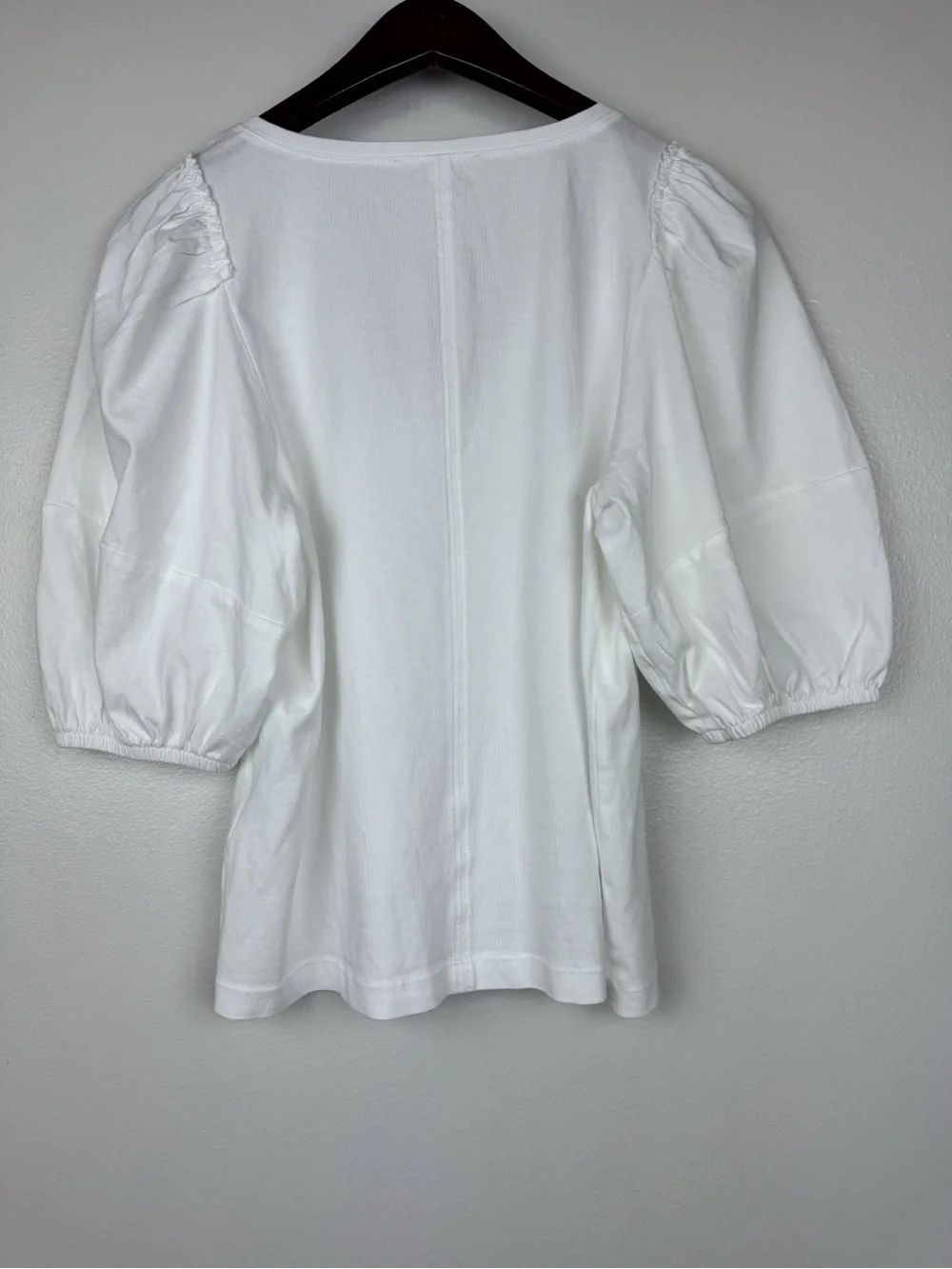 Madewell Puff Sleeve Relaxed Fit Cotton Jersey V-Neck Tee White Size S NWT